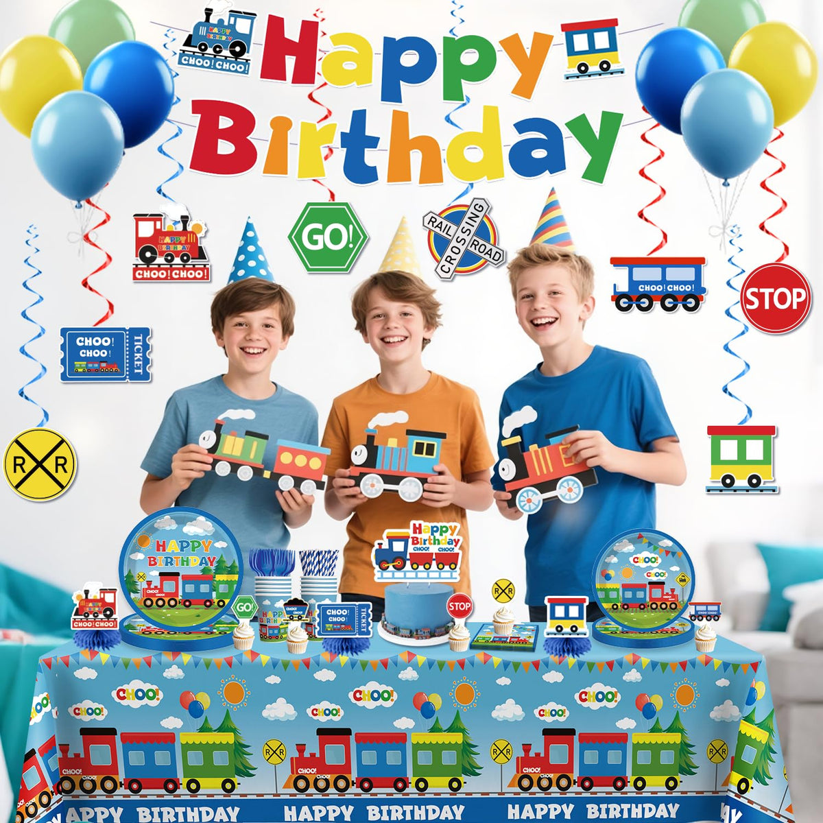 Xynic train cupcake toppers dress treats with playful thematic charm.