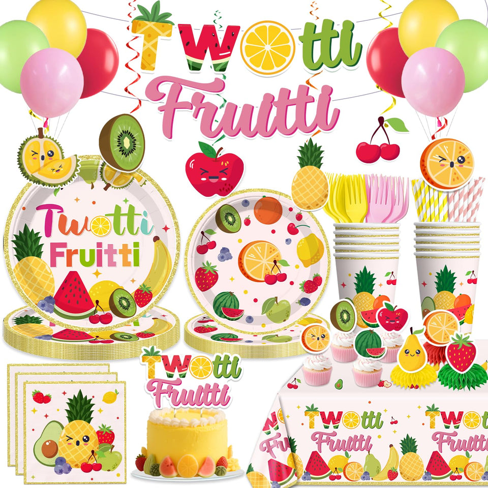 Xynic Twotti Frutti banner decor adds tropical charm to a 2nd birthday party