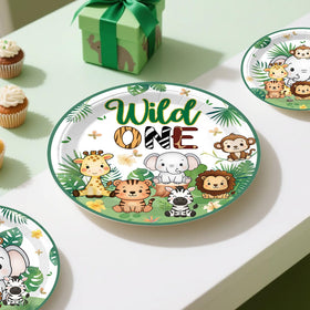Xynic Wild One cupcake toppers enhance treats with jungle theme.