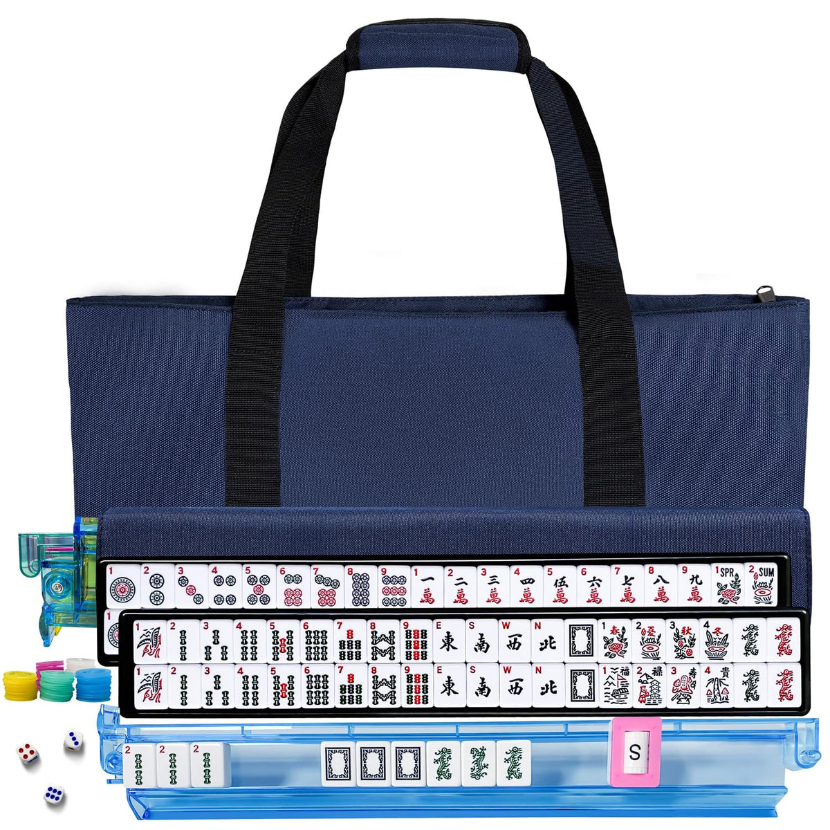 Xynzzeu American Mahjong tile set with bag, durable and travel-ready.