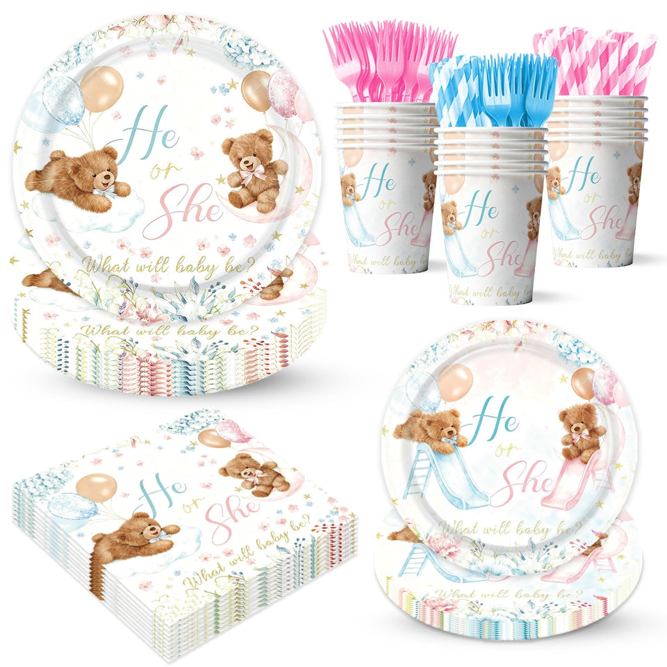 XYYXYIXIN bear theme plates 9inch show cute decor for a baby shower