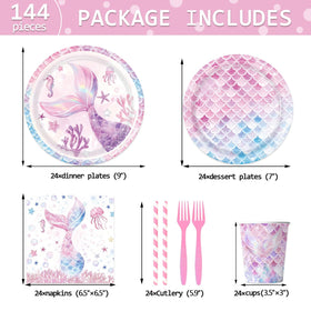 XYYXYIXIN mermaid party cups 24, colorful drinks for a magical underwater vibe