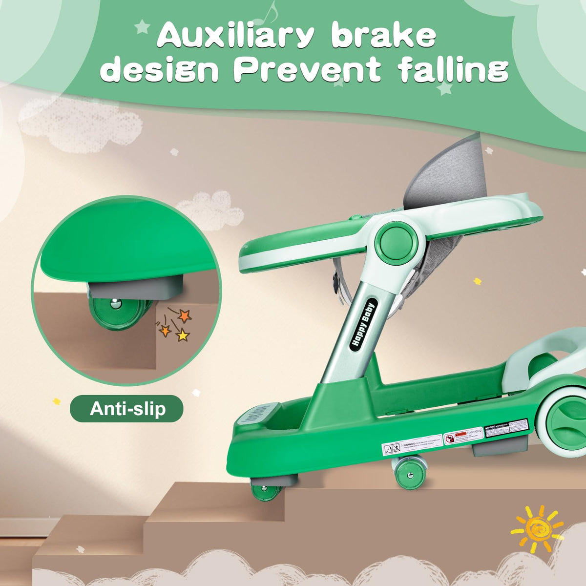 XZV anti-tip base with four-point stability for safety