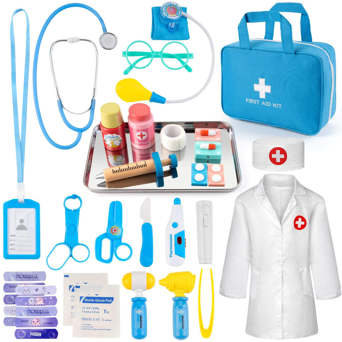 XZZO doctor kit stethoscope for pretend play and body-part exploration