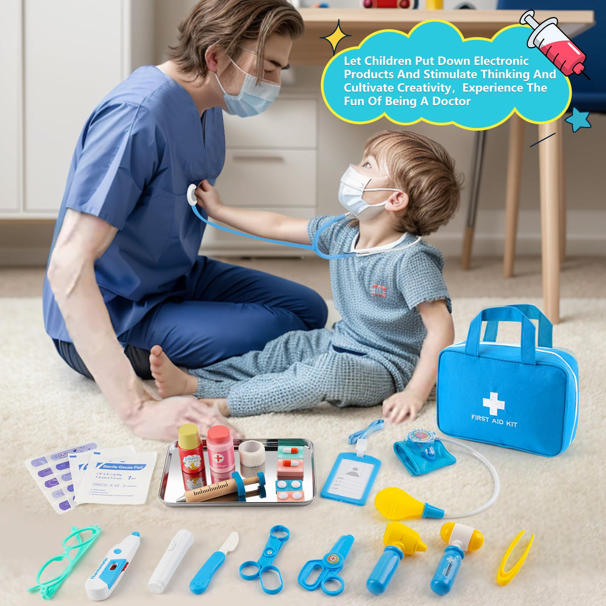 XZZO doctor kit storage bag for organized, portable play sessions