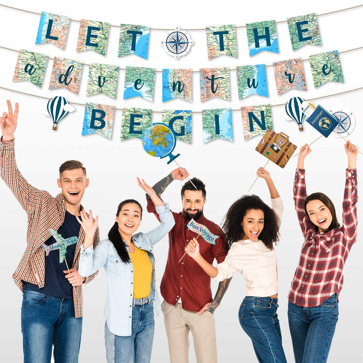 Yaaaaasss Travel decor collection displays vibrant, reusable party elements.