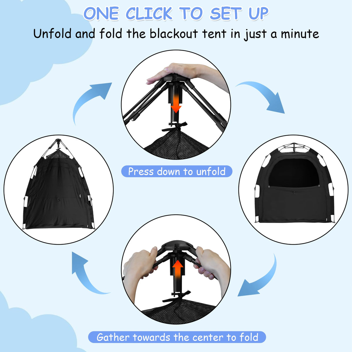 YABORAS Sleep Tent folds compactly for storage and travel.