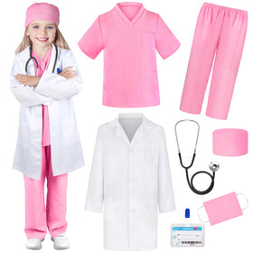 YADIYA doctor costume kids scrubs set for imaginative role-play and career day fun.