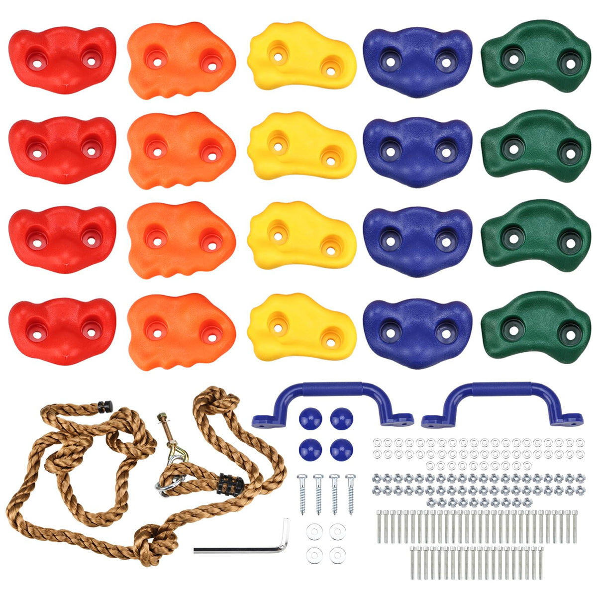 Yaegoo rock climbing holds kit with rope offering secure grip for kids.