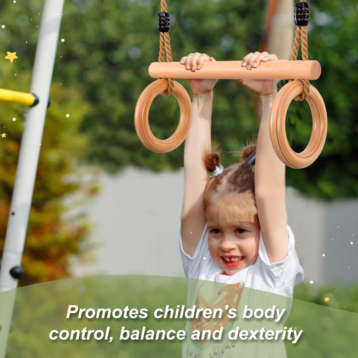 YAERSI jungle gym setup image showing a compact backyard swing area.