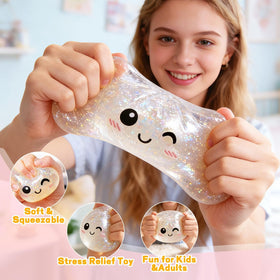 YAGUAN glitter white dumpling close-up with cute facial design.