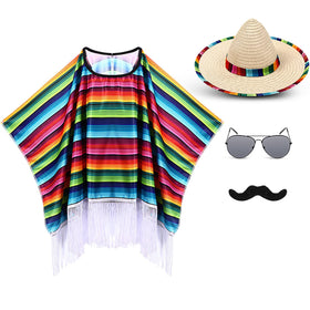 Yahenda poncho rainbow edge enhances festive fiesta looks for photos.