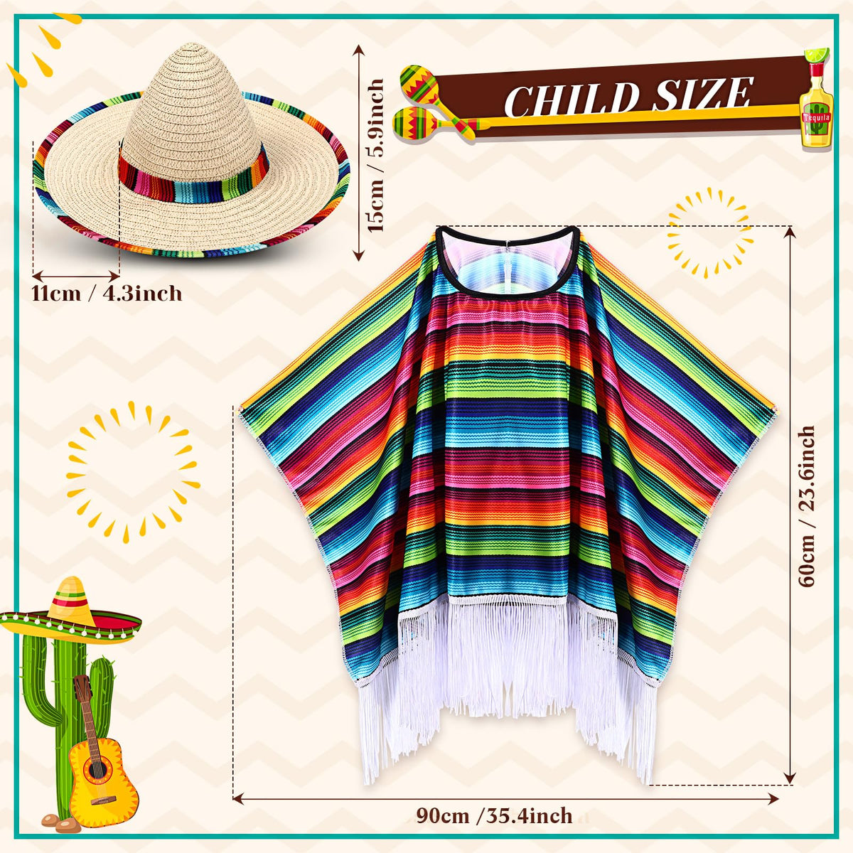 Yahenda sombrero small size adds authentic headwear for Cinco de Mayo.