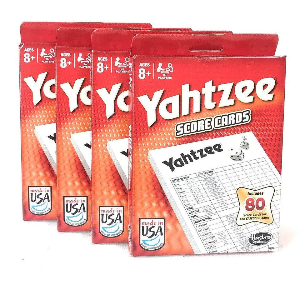 Yahtzee 80-sheet score cards pack front view for fast, organized scoring during family game night.