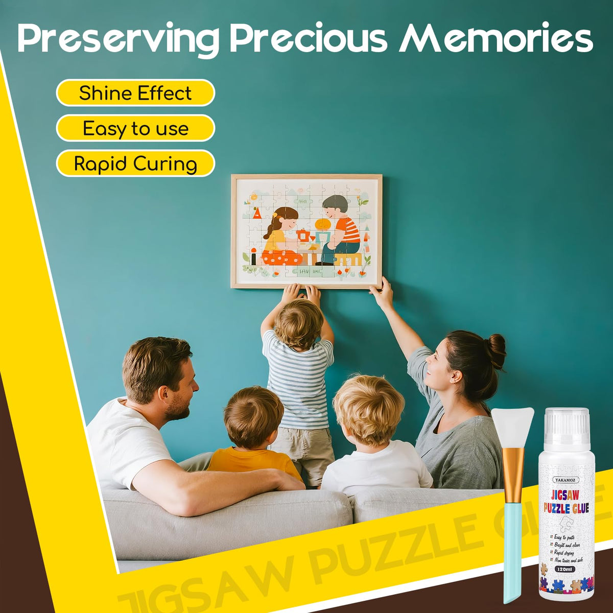 YAKAMOZ puzzle glue dries clear, preserving colors without darkening.