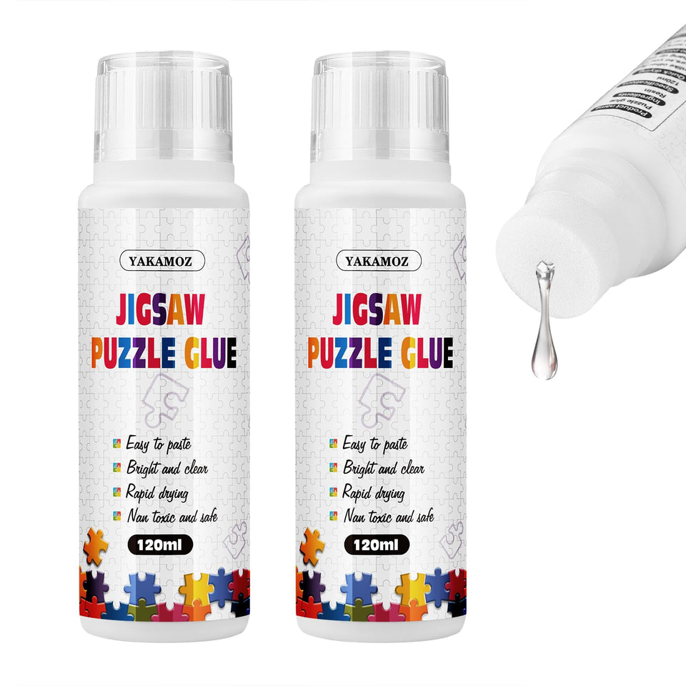 YAKAMOZ puzzle glue with sponge head applies evenly for a solid hold on puzzles.