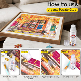 YAKAMOZ puzzle glue works on paper, wood, and more materials.