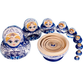 YAKELUS classic lime wood nesting dolls — authentic traditional design.