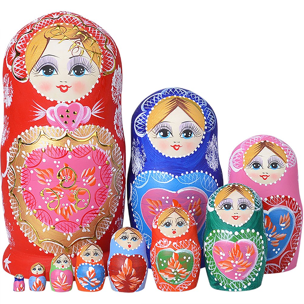 YAKELUS 10-piece Matryoshka set: colorful nesting dolls for playful learning