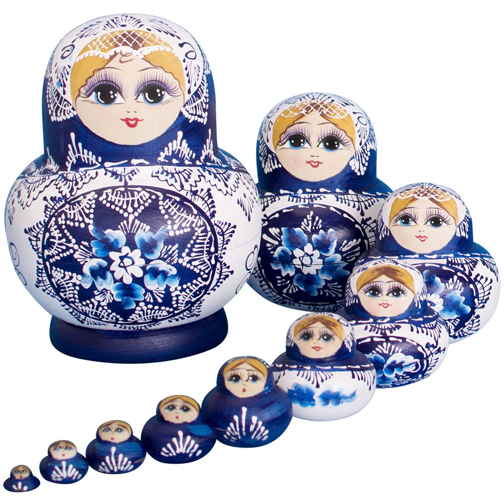 YAKELUS Russian nesting dolls 10pcs — handcrafted set for play and display.