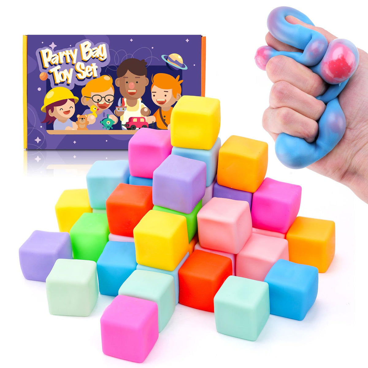 YAKHAN 36pcs color-changing stress cube in soft-squeeze design for calming tactile relief.