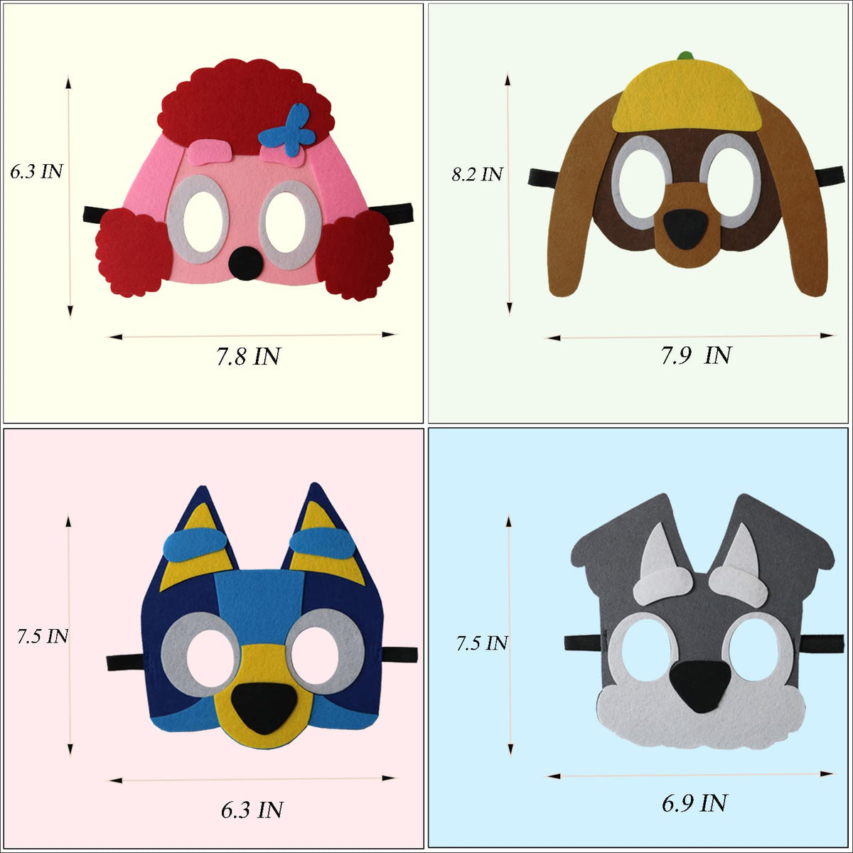 YALARY soft felt puppy mask with adjustable headband for costumes