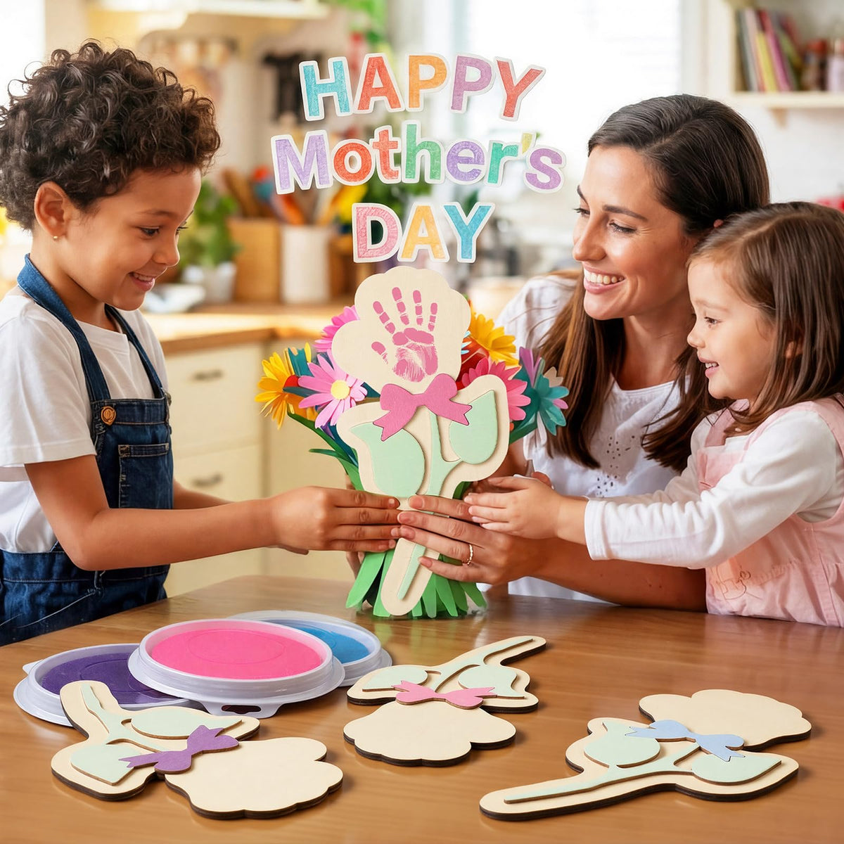 Yalikop Adorable flower and bow design elevates Mother's Day decor.