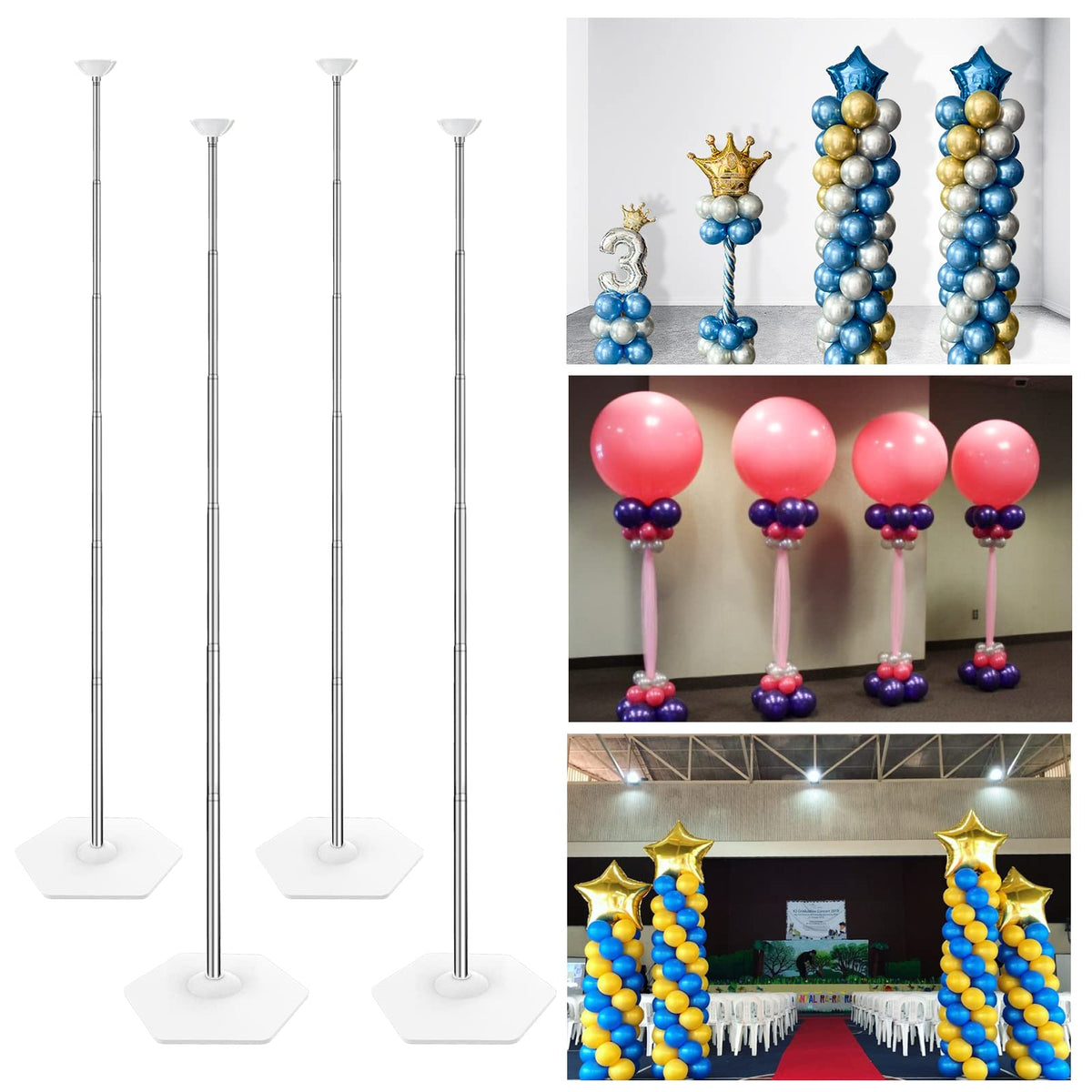 YALLOVE balloon column stand showing sturdy water base for stable displays