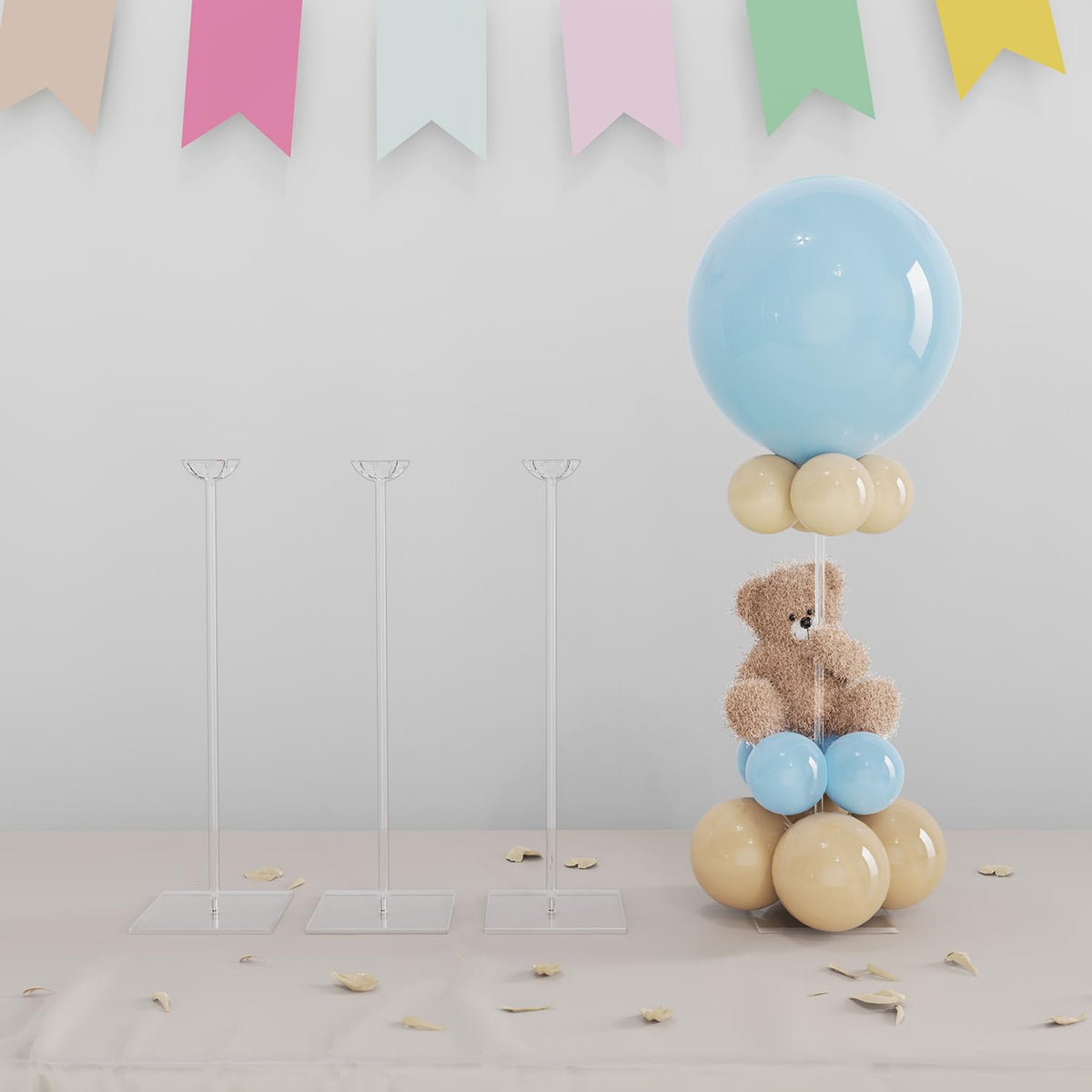 YALLOVE clear acrylic balloon stand kit front view for chic centerpieces