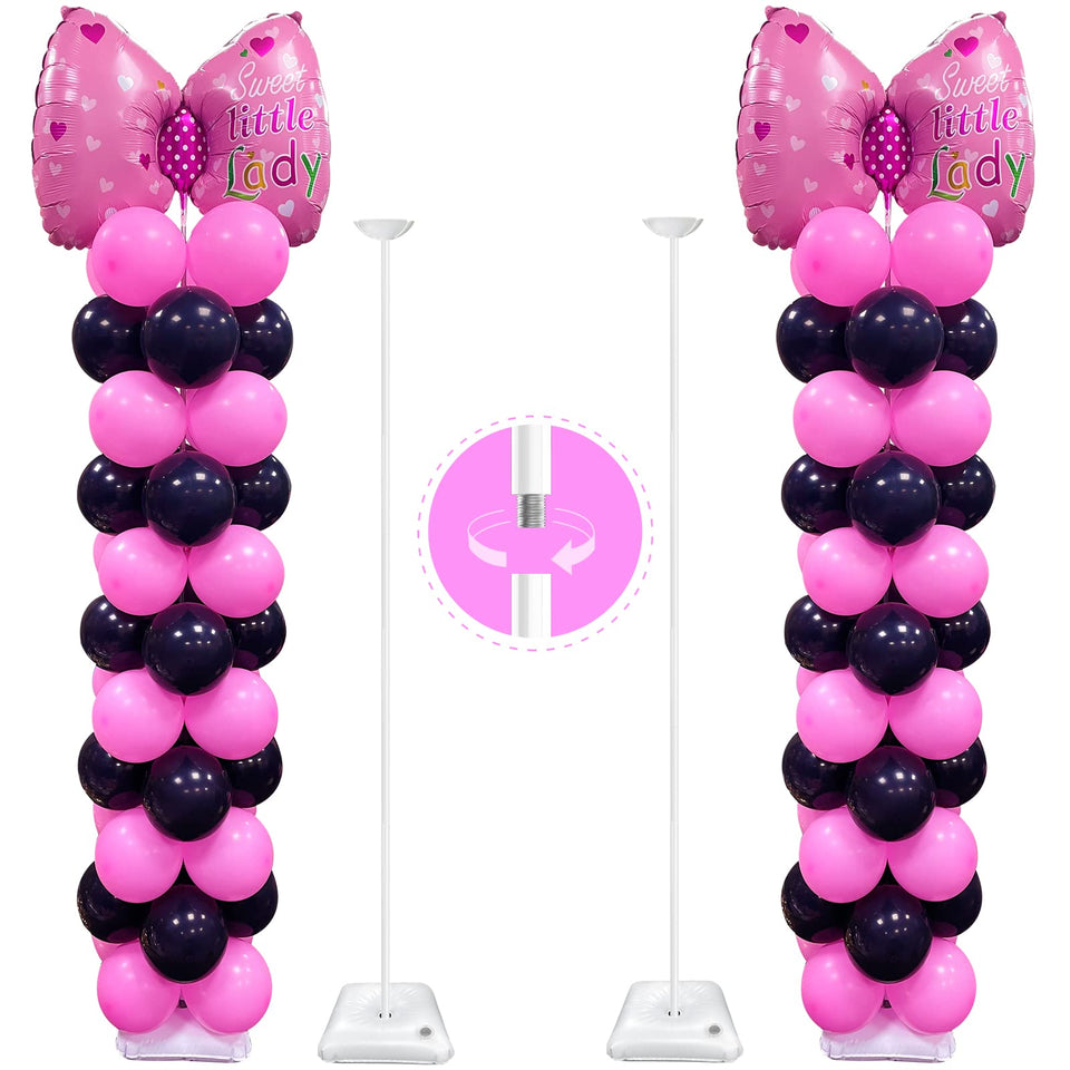 YALLOVE heavy-duty balloon stand set of 2, assembled for a dramatic centerpiece.
