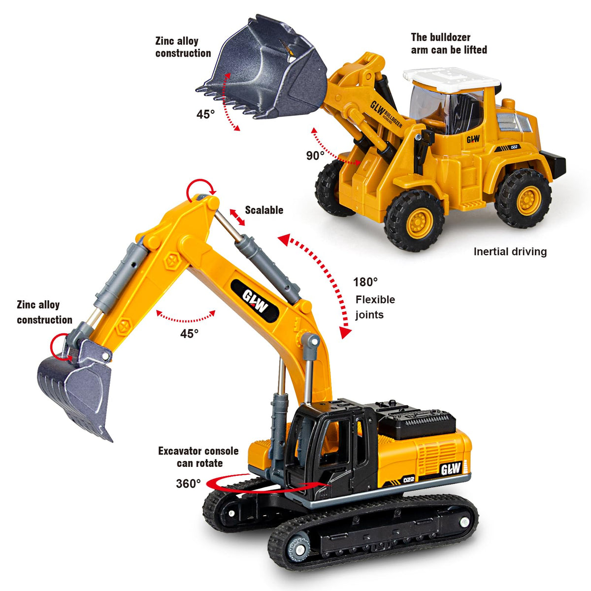 Yalujumb construction vehicles with sound and lights for interactive play