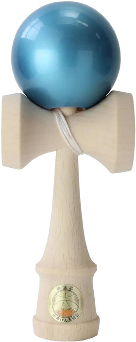 Yamagata Koubou Ozora Kendama front view with premium metallic turquoise finish for competition practice
