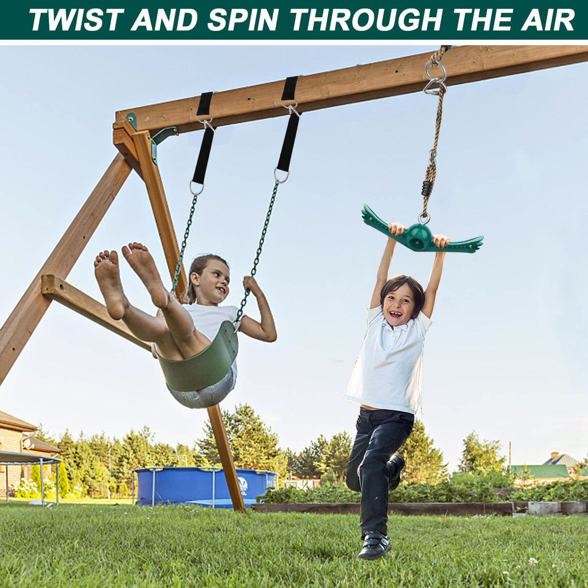 YAMIPROBI Ninja Slackline Backyard obstacle adds energetic play and agility development.