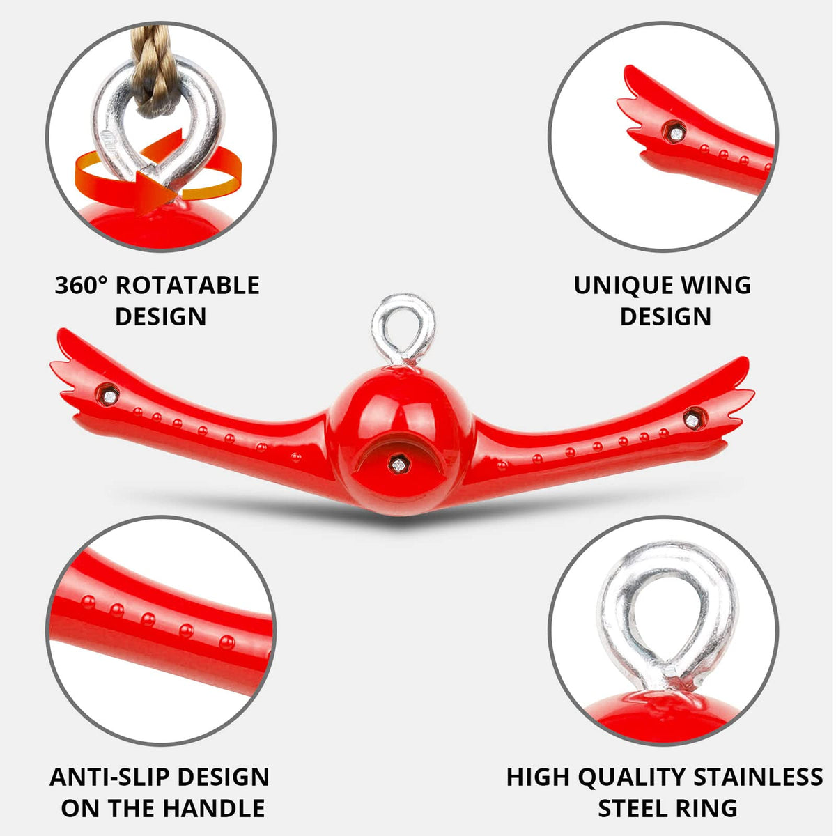 YAMIPROBI Ninja Spin hub on swing showcases 360° rotation for dynamic spins.