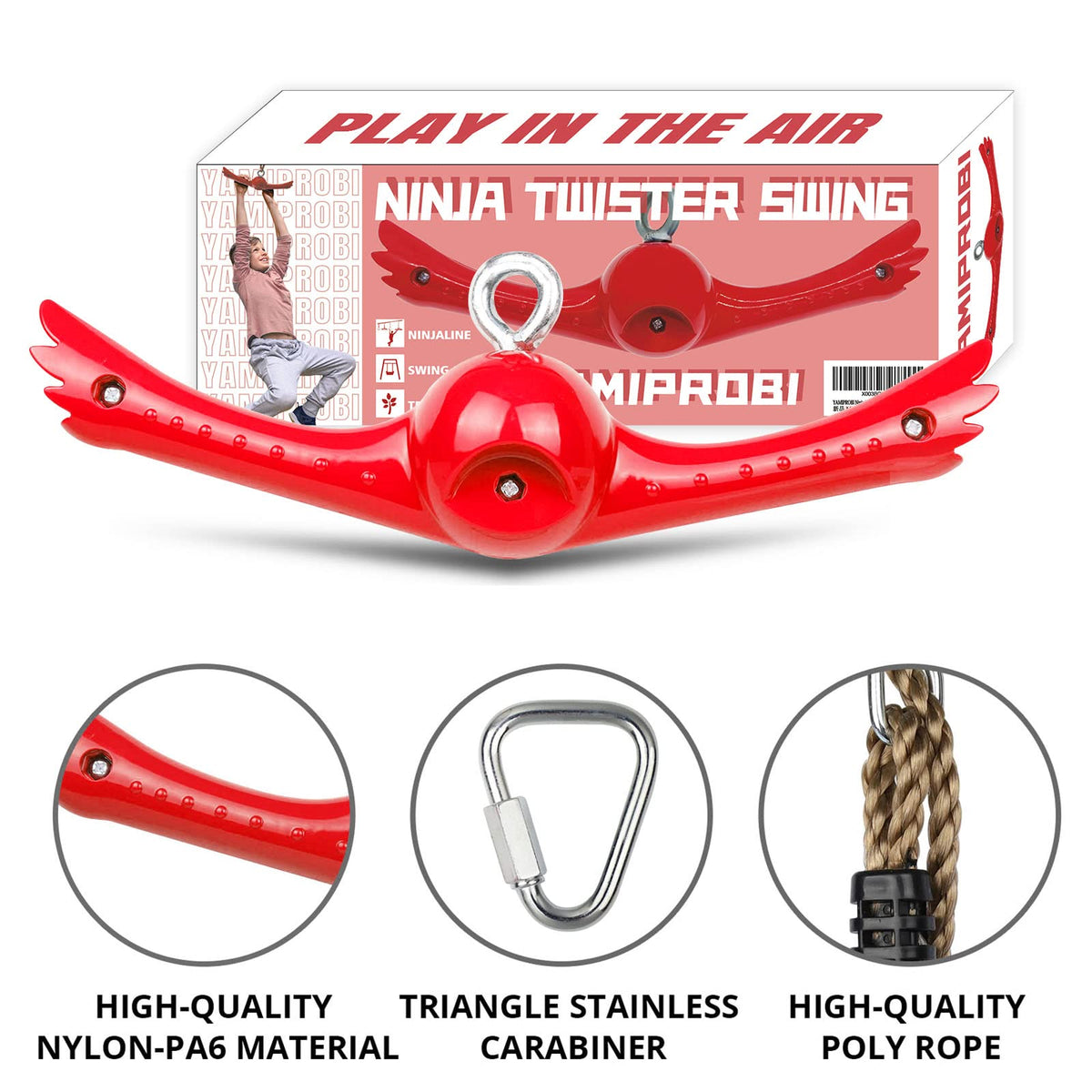 YAMIPROBI Nylon-PA6 material highlights durability and weather resistance.