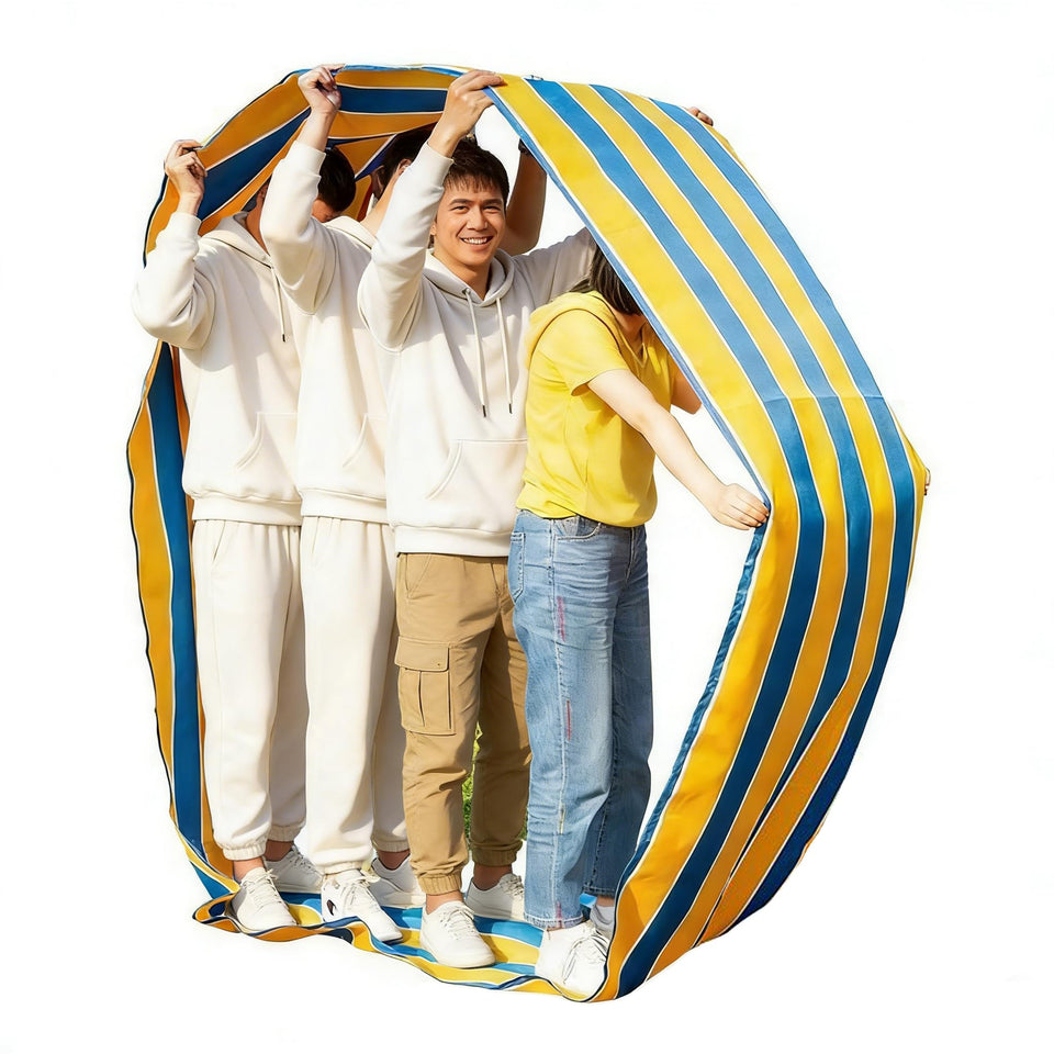 Yanacc blue-yellow 20ft mats in action for outdoor team building and coordination.