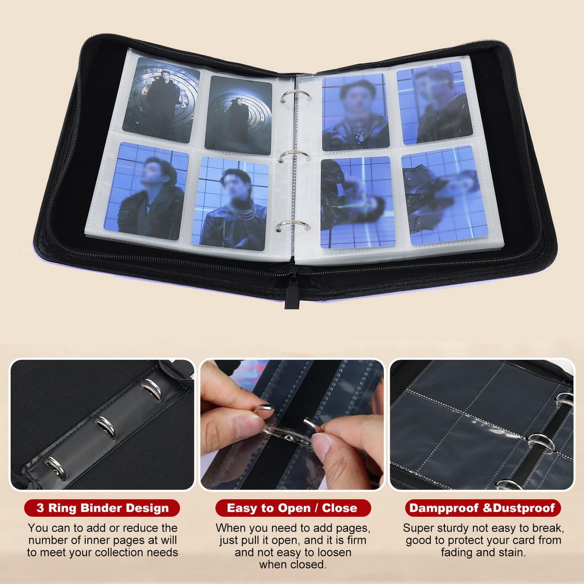 YANENG Photocards Binder 3-ring design enables easy page swaps