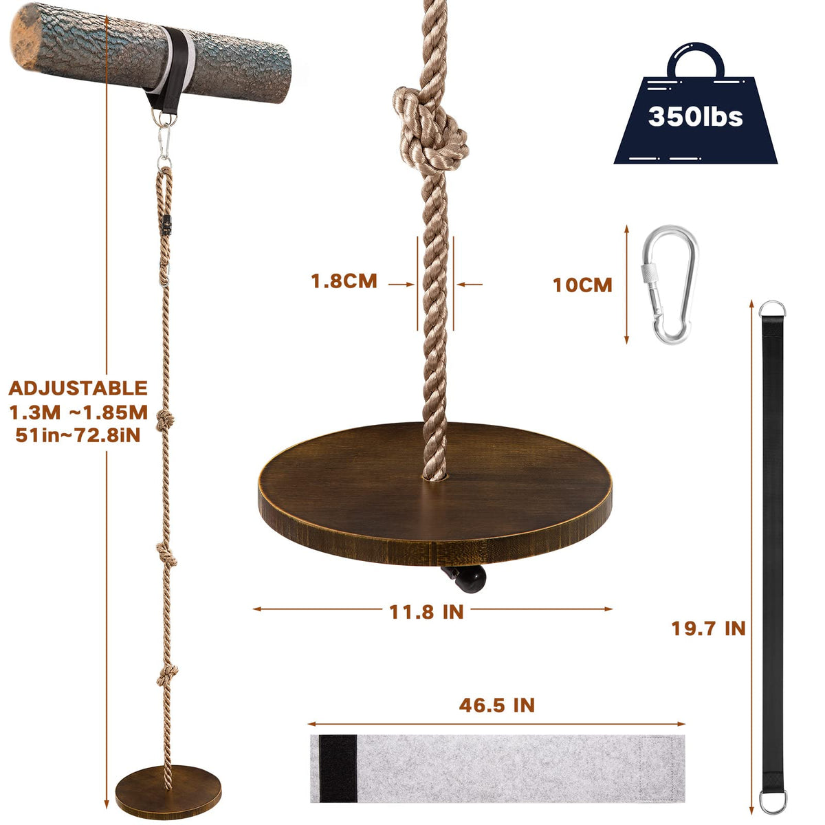 Yangbaga adjustable rope from 51 to 73 inches supports growing children safely