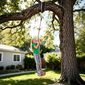 Yangbaga wooden swing-climbing combo supports screen-free outdoor activity.
