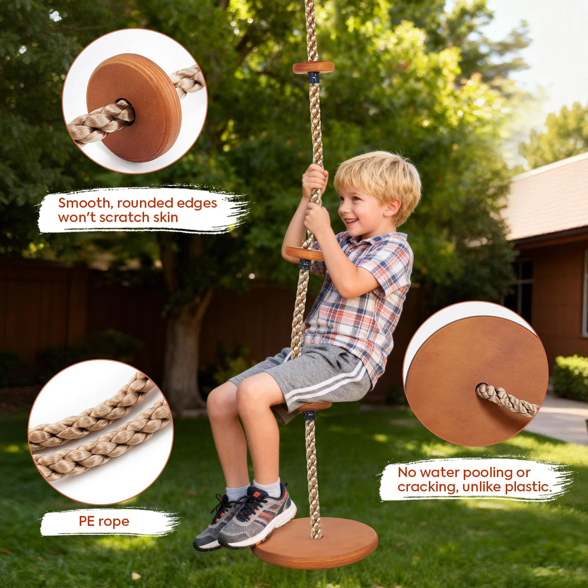 Yangbaga tree swing set with a 75-inch rope height for adjustable outdoor fun.