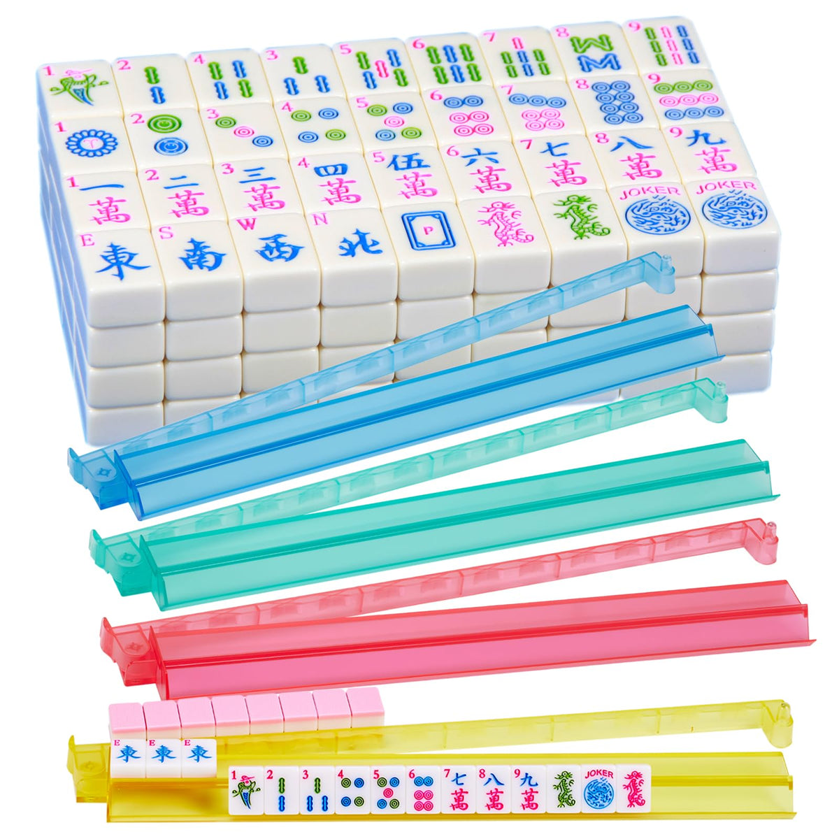 YANMEIYA 166-tile set close-up shows premium tiles for family game nights.