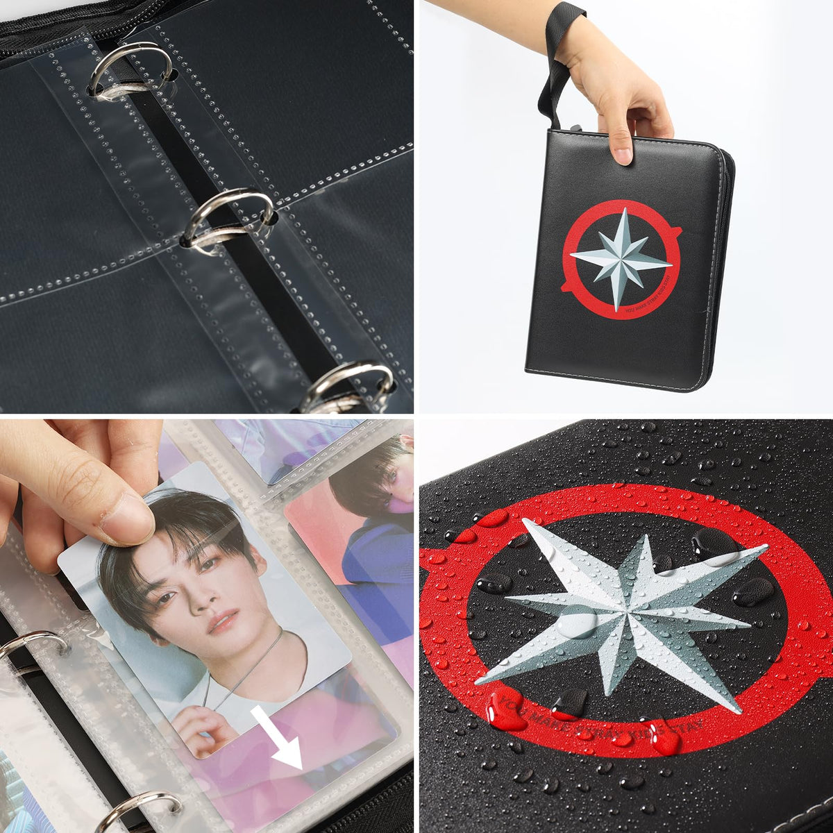 Yanmzmin Stray binder premium PU leather texture conveys durability.