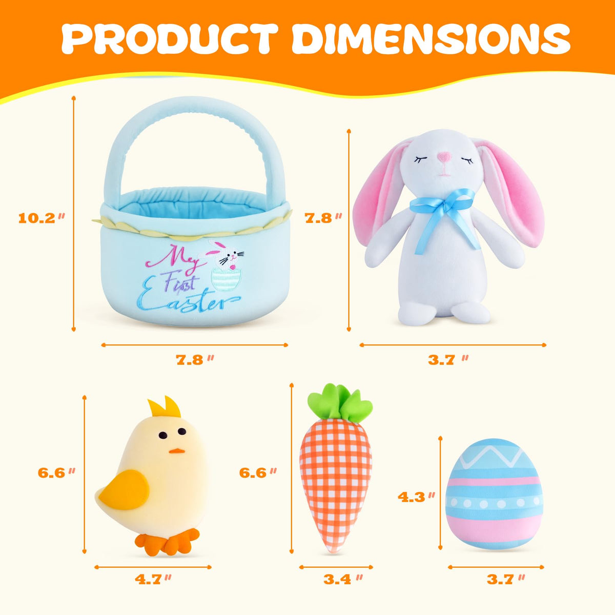 Yanoayimo carrot plush for safe sensory play and Easter fun.