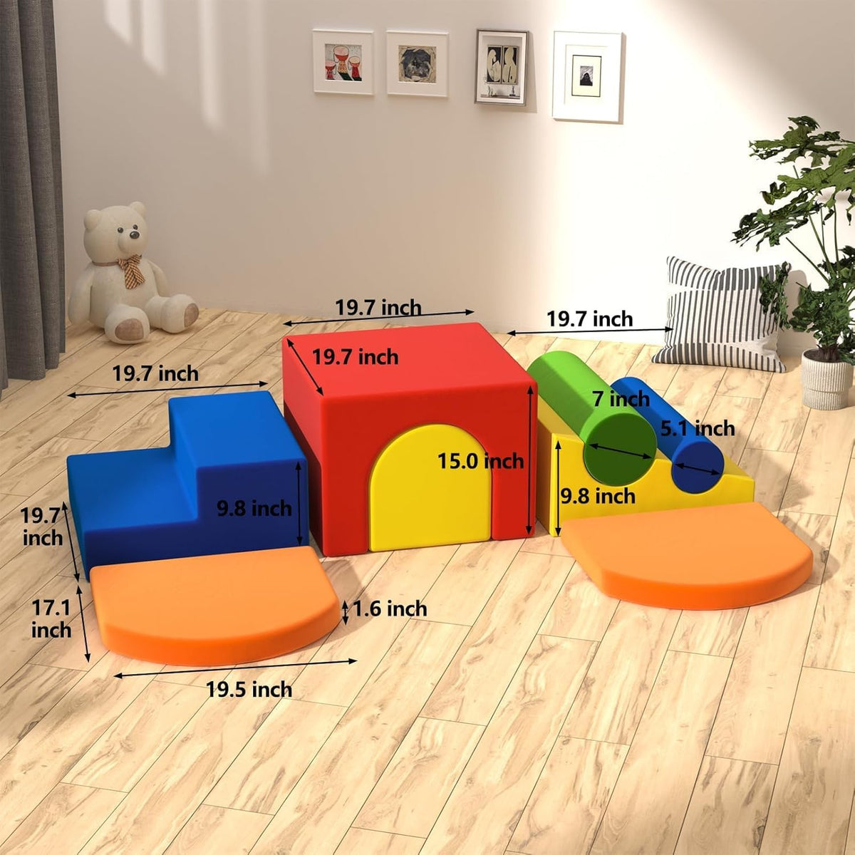 Yaofala foam climbing blocks arches showcase vibrant shapes for imaginative play