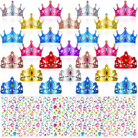 Yaomiao 66-piece foam princess crowns kit for colorful DIY party crafts.