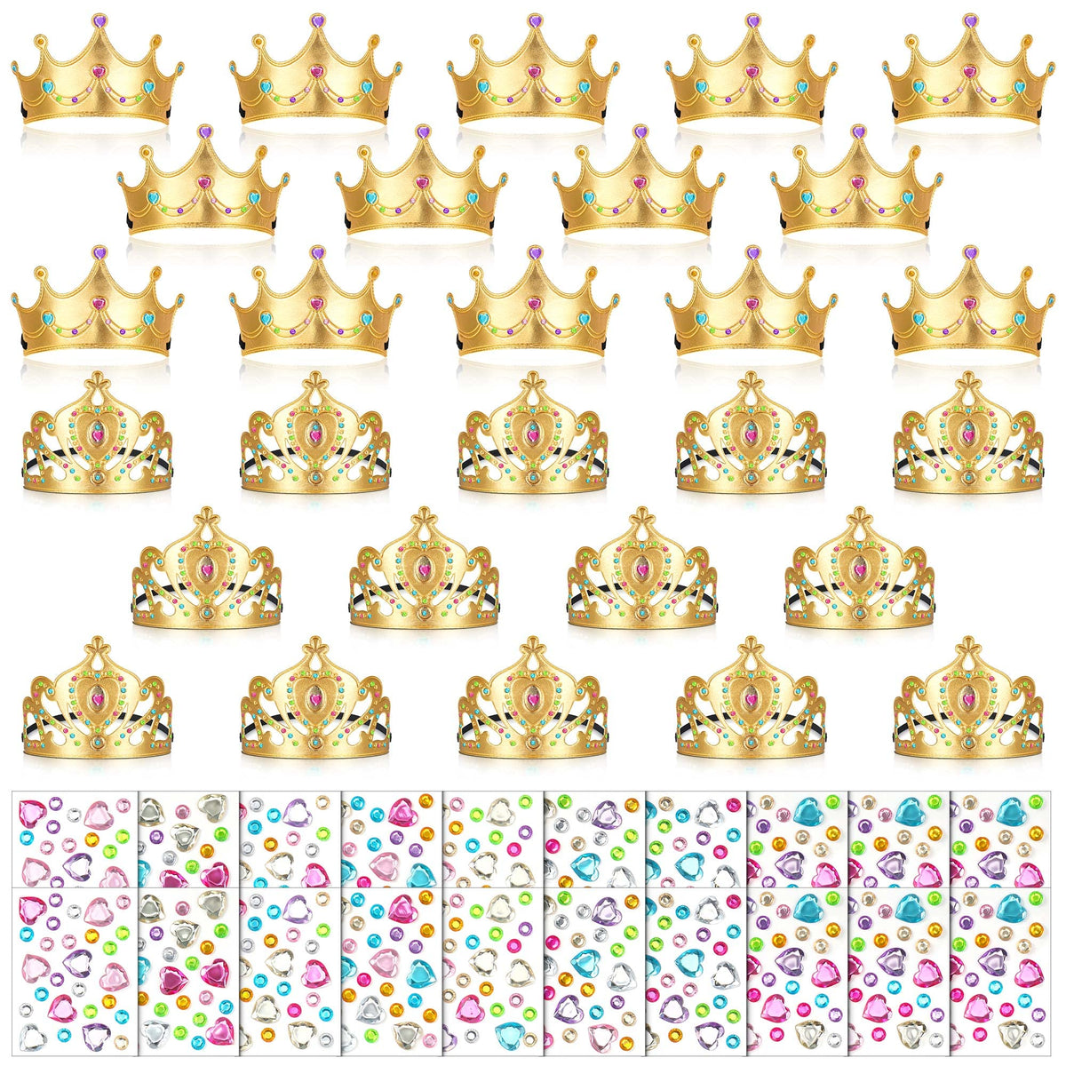 Yaomiao gold foam princess crowns for DIY dress-up fun and imaginative play.
