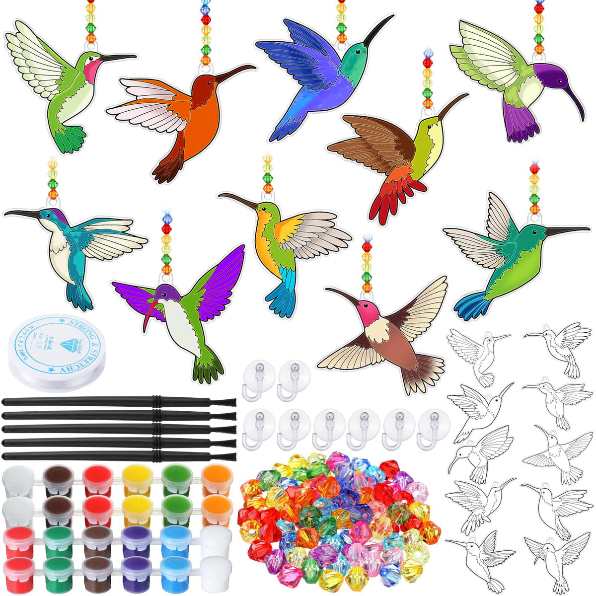 Yaomiao hummingbird window suncatcher assembly, bright colors brighten windows and spark DIY creativity.