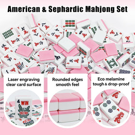 YAQUHO pink tiles laid out on table showing complete Dots, Bams, Cracks