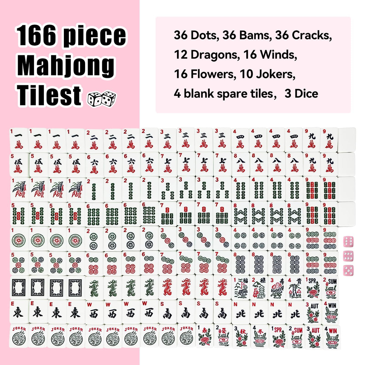 YAQUHO pink carrying bag for portable Mahjong tile storage