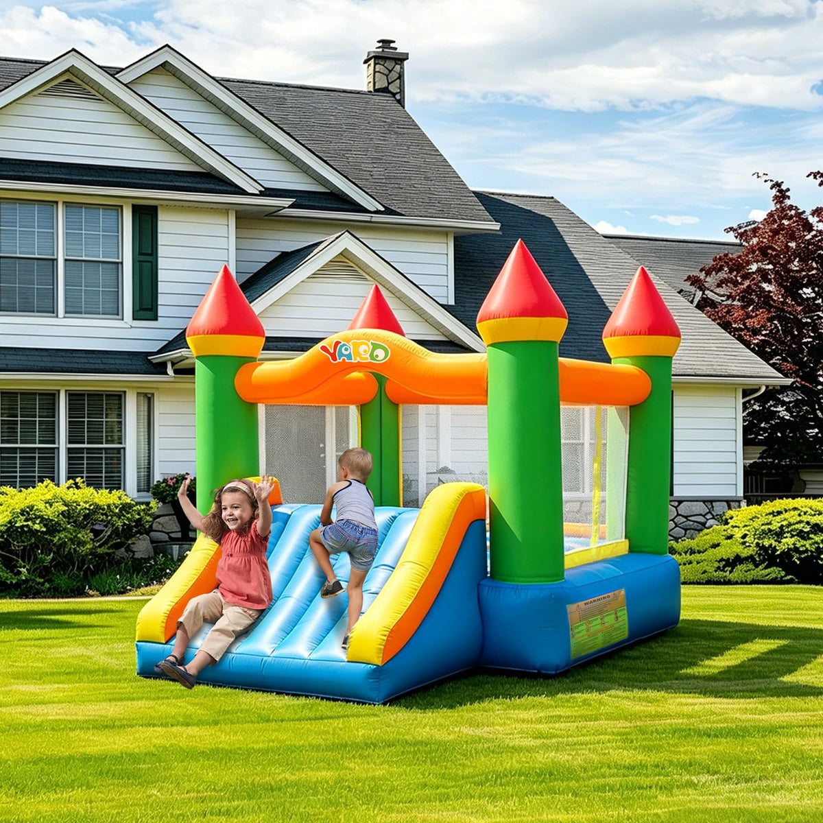 YARD Bounce House ground stakes set ensuring stable outdoor setup during windy days.